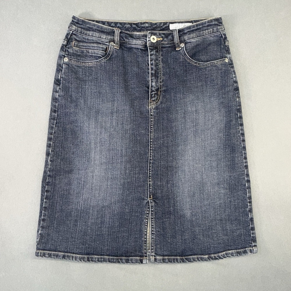 Women's Chico's Platinum Classic Casual Marquis Stretch Denim Jean Skirt Size 1